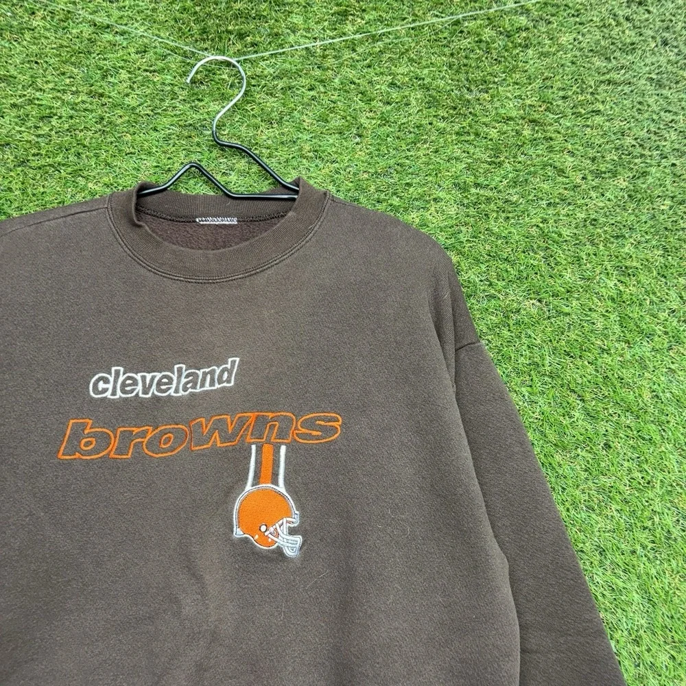 Cleveland Browns Sweatshirt Mens Medium Brown Vintage Y2K embroidered Crewneck